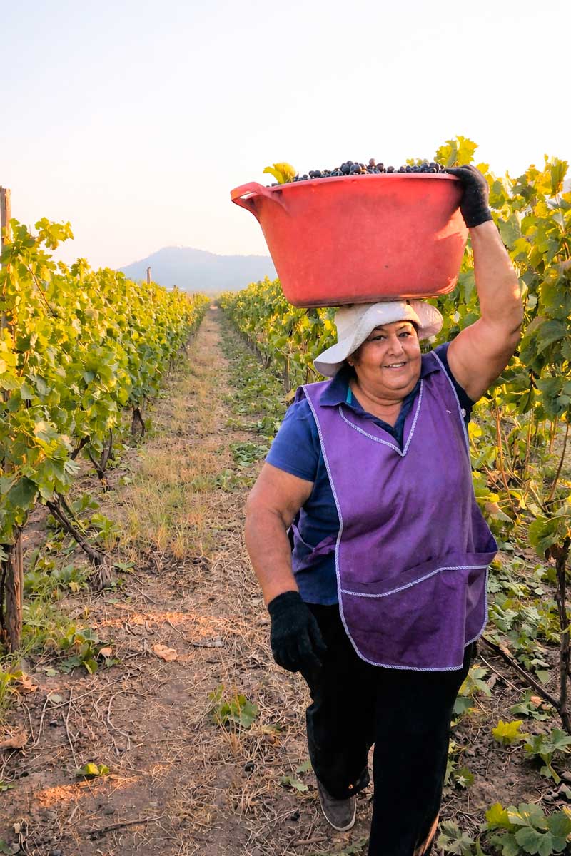 Cosecha manual en el viñedo